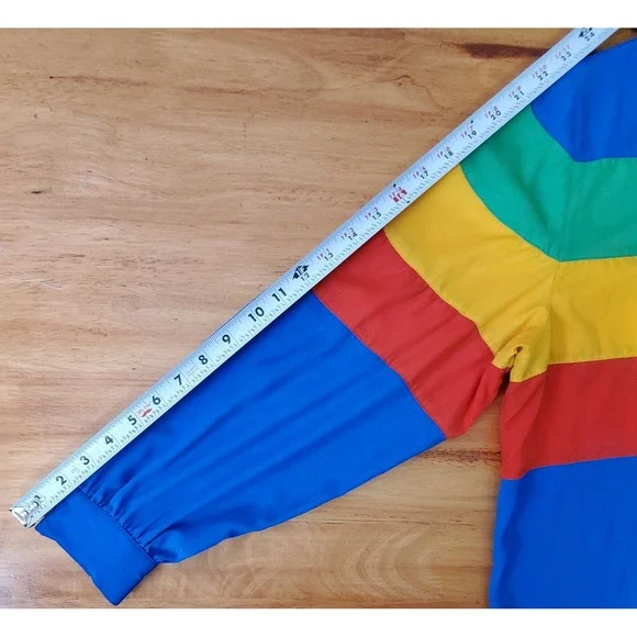 Vintage Lilli Ann Rainbow‎ Striped Button Long Sleeve Blouse Union Maximalist - Picture 7 of 9